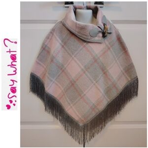 Pink & Gray Flannel Poncho
